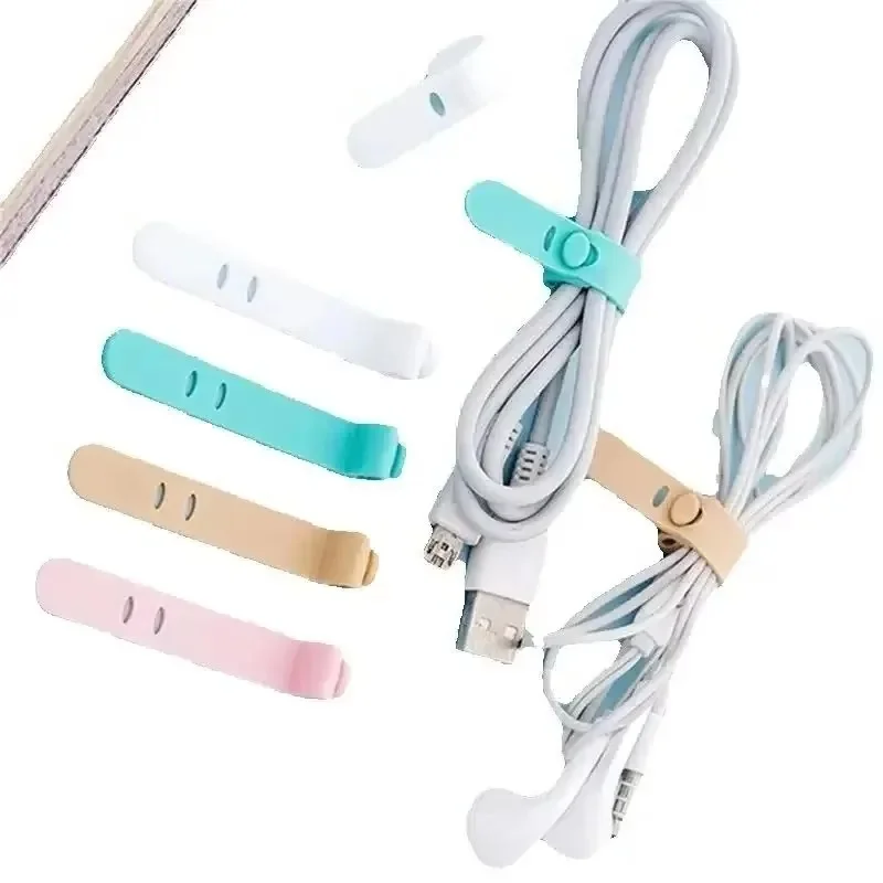 4/8/12/24pcs Cable Winder Organizer Silicone Earphone Clips Wire Cord Management Buckle Straps Reusable Cable Tie Beam Line Cord