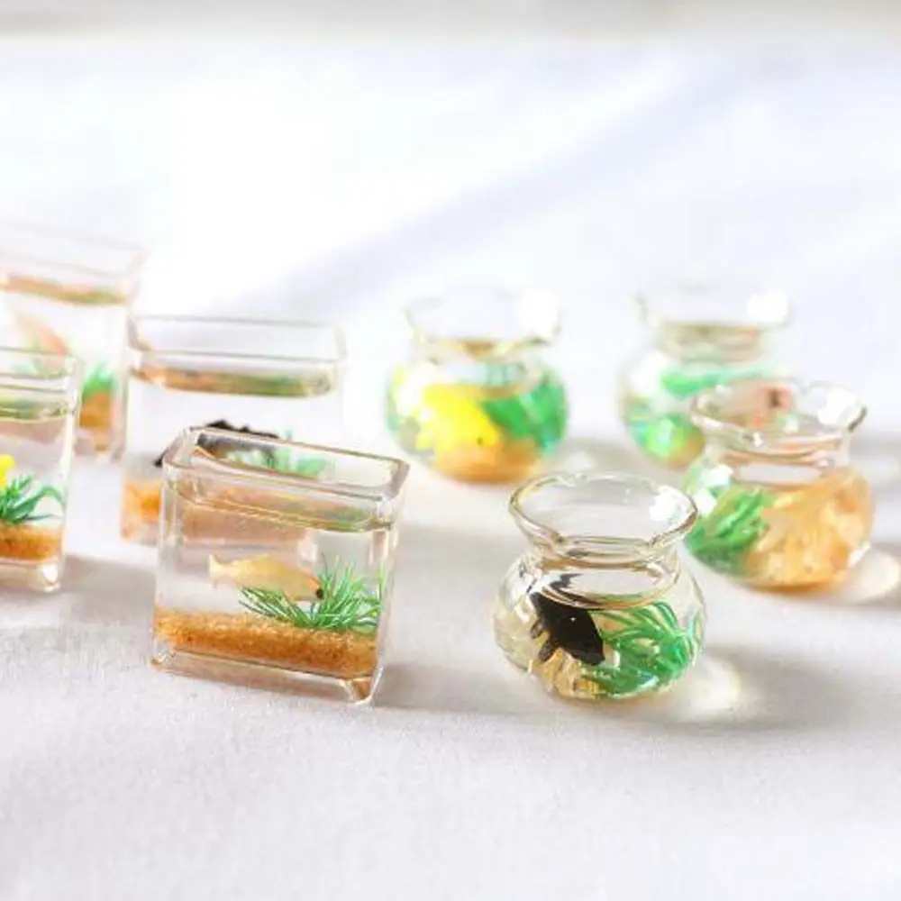 Dollhouse Decals Scene Model Dolls Decoration Dollhouse Miniature Glass Fish Tank Model Miniature Fish Tank Miniature Fish Bowl