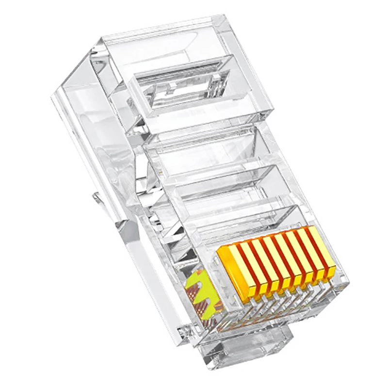 10PCS/50PCS RJ45 Connectors Cat6 Pass Through EZ to Crimp Modular Plug for Solid Stranded Network Cable