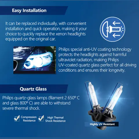 Philips Xenon Original D1S D2S D2R D3S D4S Standard 35W 4200K White Car HID Headlight Germany Bulb Replace High Low Beam Pair 10 best sales xenon hid - №8