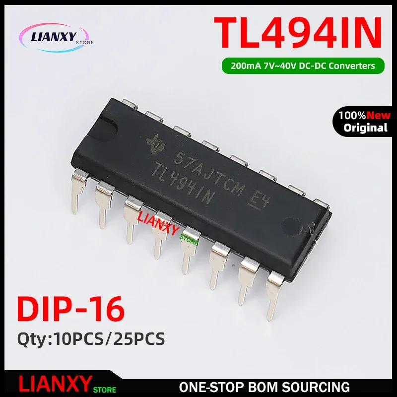 10/25pcs TL494IN TL494 494 TI 200mA 7V~40V DIP-16 DC-DC Converters New&Original