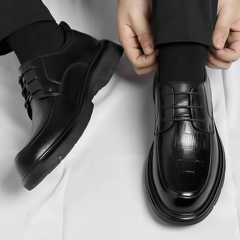 Men's suit leather shoes High quality minimalist style Dress up party Groom's wedding Black Classic Luxury Adult Shoes New