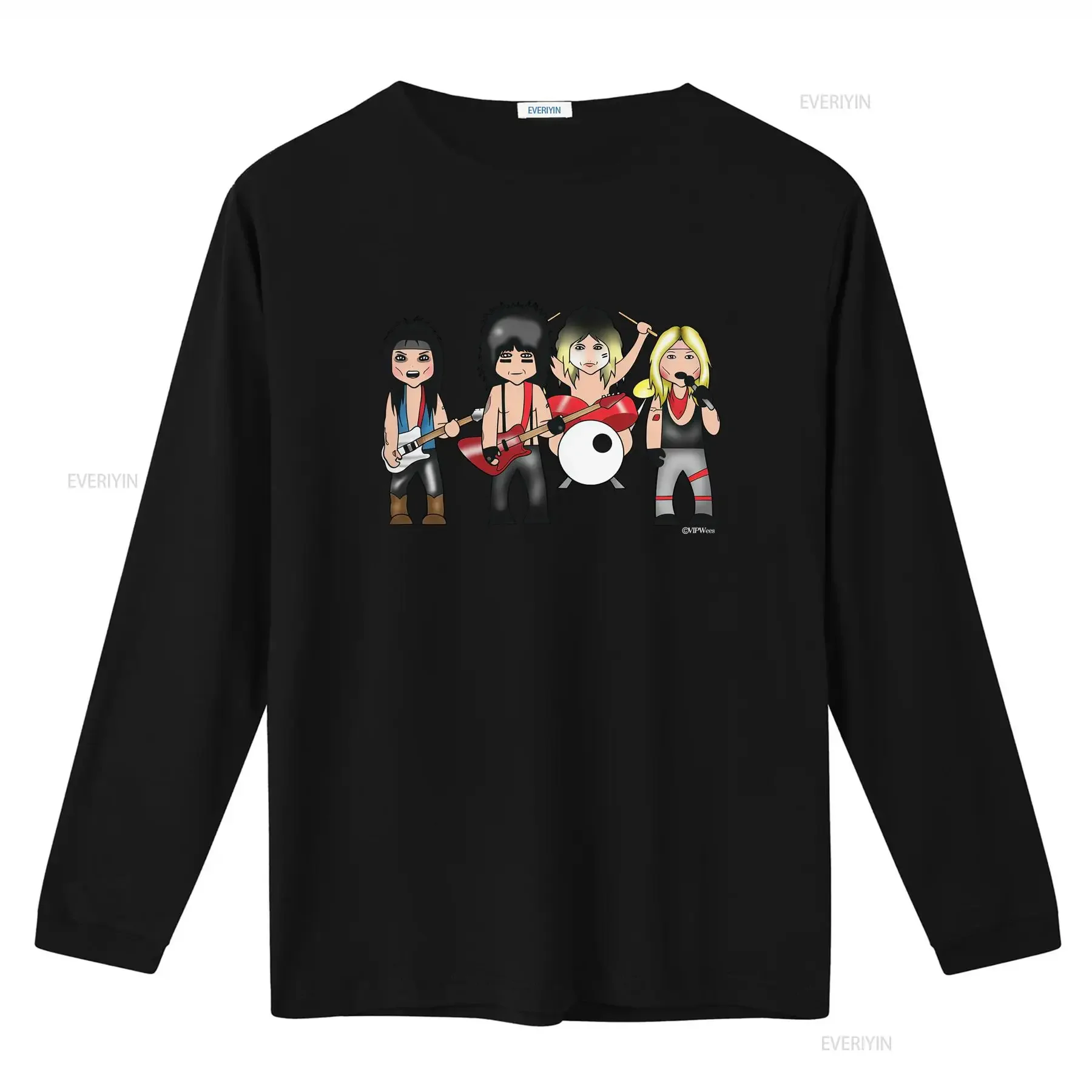 Mens T Shirt Vipwees The Crue Heavy Metal 80S Band Caricature Motley Inspired Rock  vintage Washed Stretched Comfortable