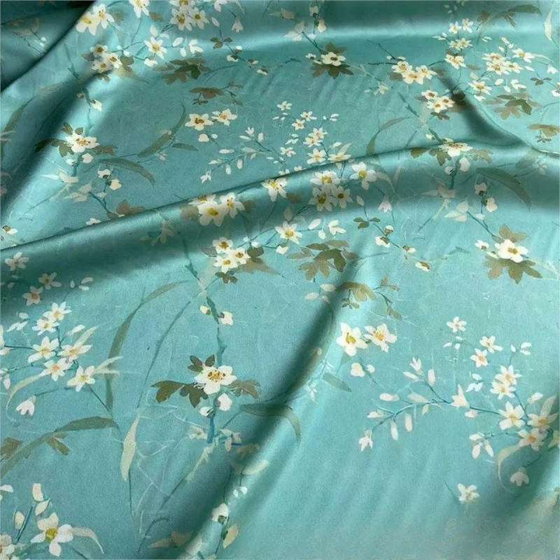 Summer's highly anticipated digital printed silk elastic satin fabric patterned cheongsam dress