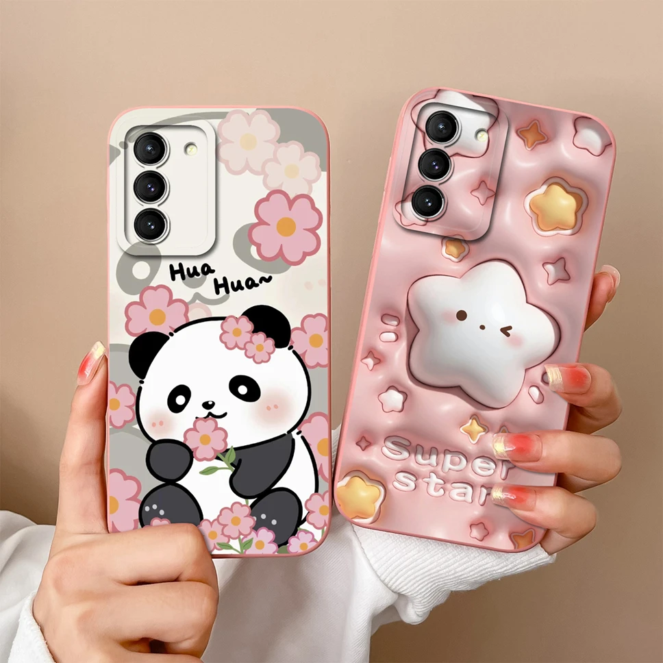 Phone Case For Samsung Galaxy S21 S21Ultra S21Plus S21FE Cute Creative Style Liquid Silicone Shockproof Back Covers Fundas Coque