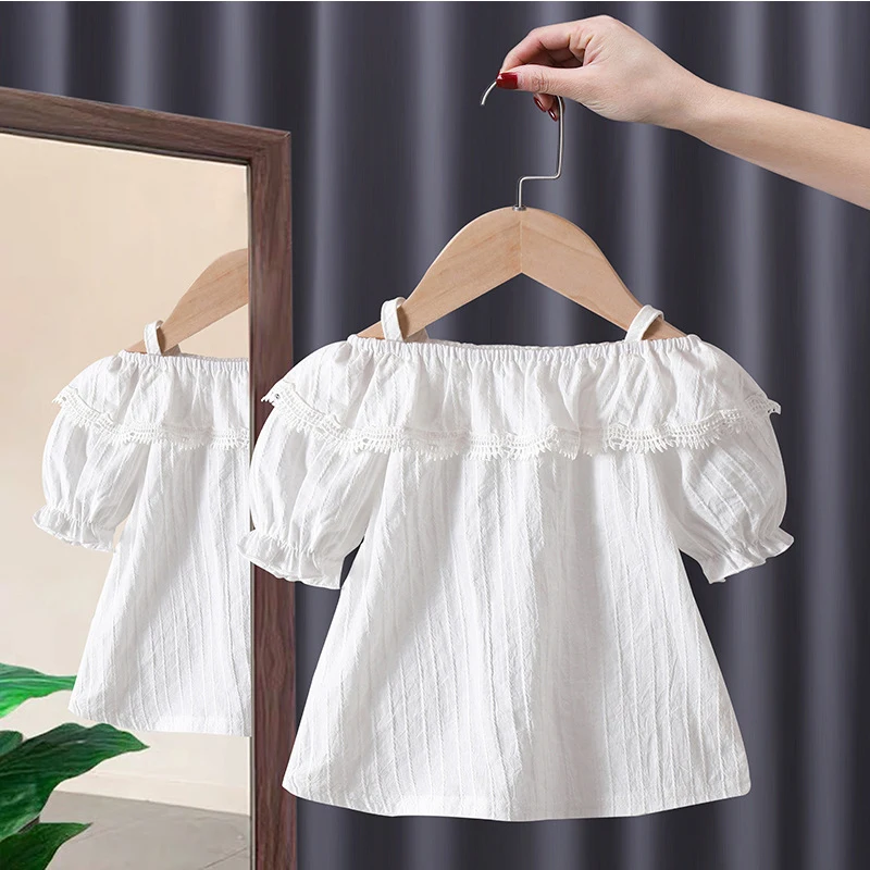 

Summer Casual Cotton Cute Tops Teens Short Sleeve Korean Children's Clothes 2023 Young T-Shirt For Girls From 3 To 8 Years