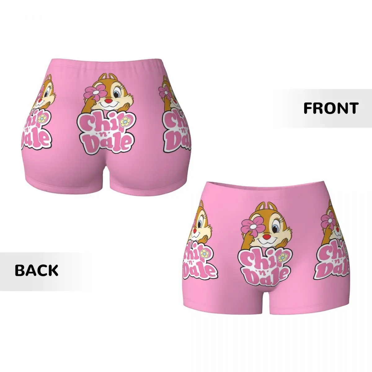 Custom Cute Cartoon Chip 'n' Dale Biker Running Workout Shorts for Women Gym Athletic Yoga Shorts image 5