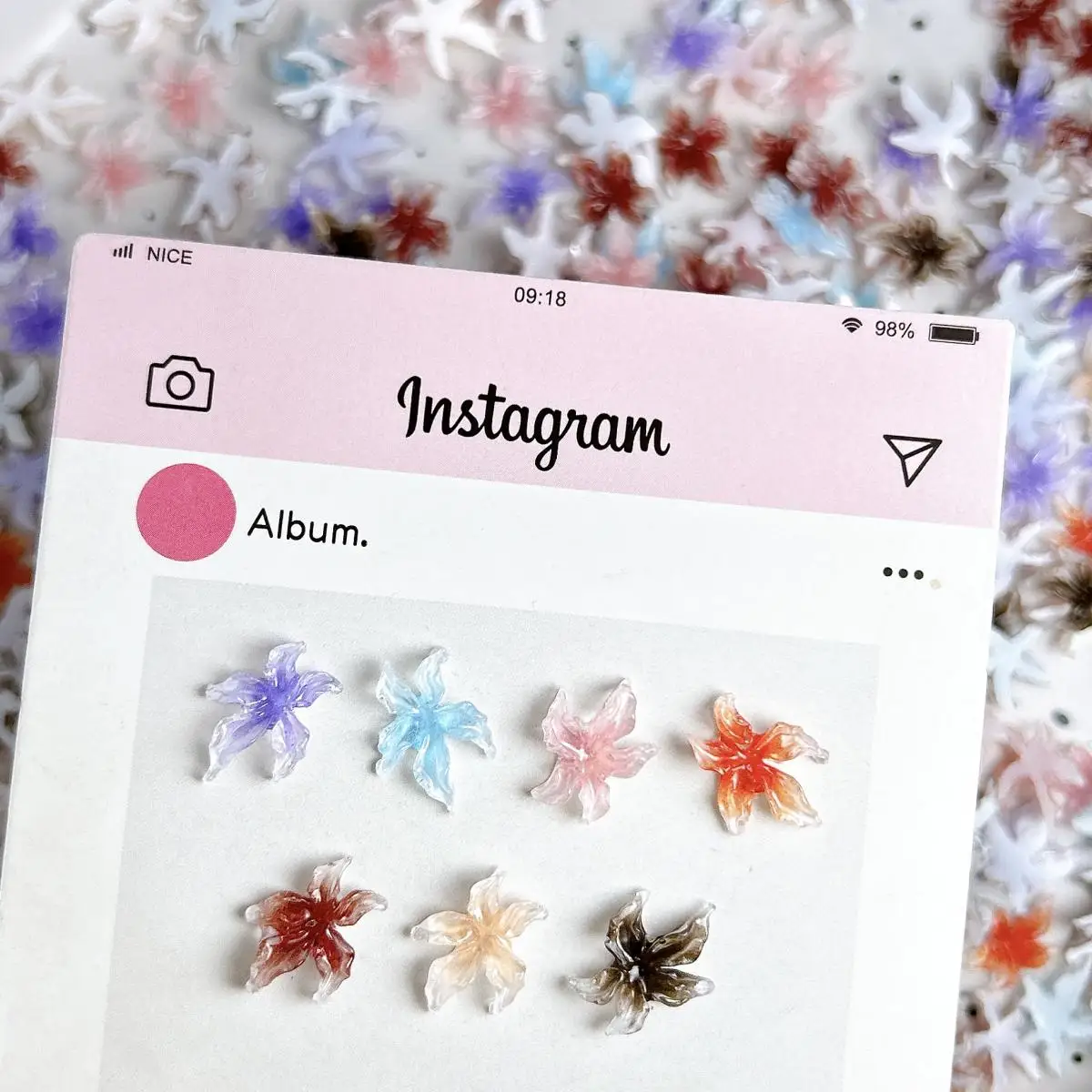 

3D Sweet Solid Color Gradient Lily Mixed Nail Charms Resin Soft Five Petal Flower Nail Art Decoration DIY Crafts Accessories