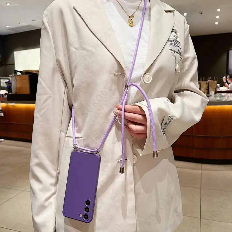 Crossbody-Hülle mit Trageband, weiche Schutzhülle für Samsung Galaxy S23 FE S25 S26 S24 Ultra A17 A57 A37 A18 A55 A56 A16 5G, Flüssigsilikonhülle – Detail 11
