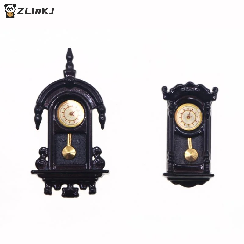 ▶ 1/12 دمية خمر محاكاة ساعة حائط نموذج دمية ساعة المنزل غرفة المعيشة ديكور لعبة دمى منزل المشهد الصغير الملحقات