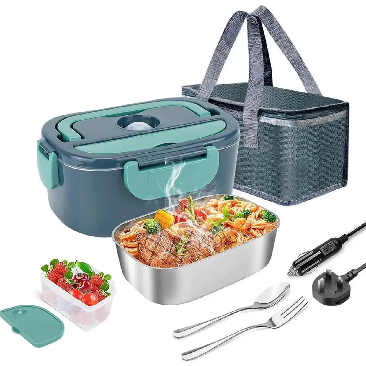

1.5 L 60W Electric Lunch Box Food Warmer Portable Food Heater for Car Or Home - Leak Proof, Lunch Heating Microwave for Truckers