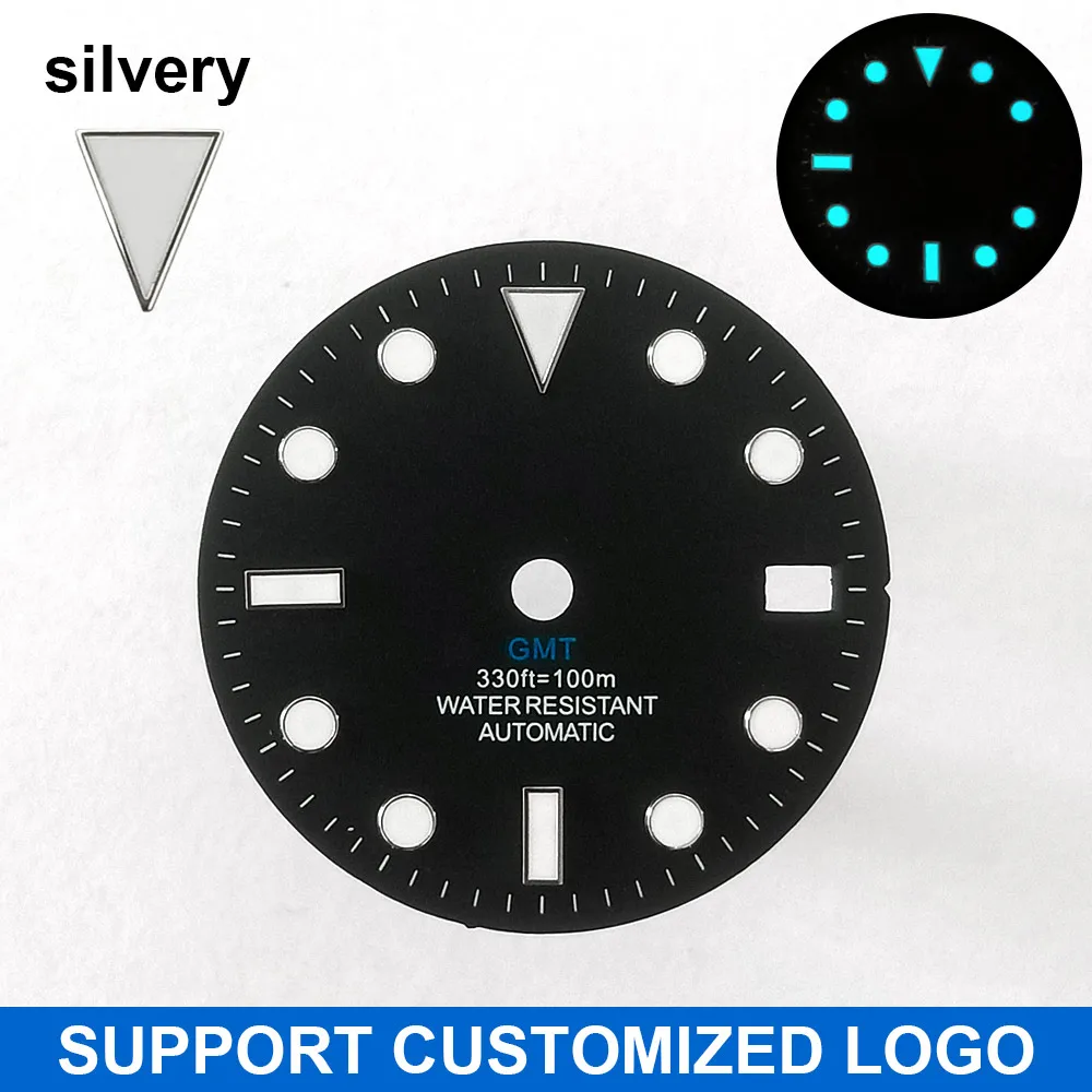 28,5-mm-Zifferblatt geeignet für NH-34/35/36 Uhrwerke, GMT-Leuchtzifferblatt, individuelle Anpassung von Logo/Namen, DIY-Zifferblatt-Uhrenteile – Detail 6