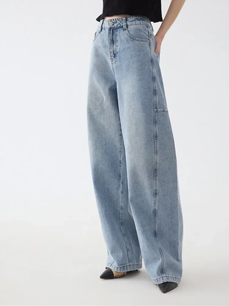 Wide Leg Jeans for Women 2024 New Cotton High Waisted Comfortable Loose Casual Straight Denim Long Pants