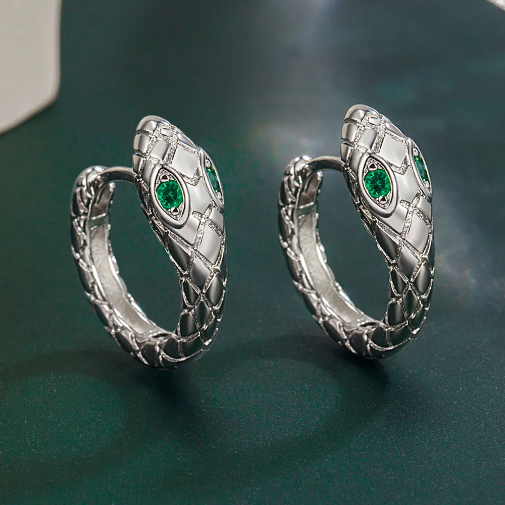 

Fine Brands 925 Sterling Silver Pretty Custom Crystal Snake Earrings Hoop for Women Fashion Jewelry Wedding Party Couple Gift