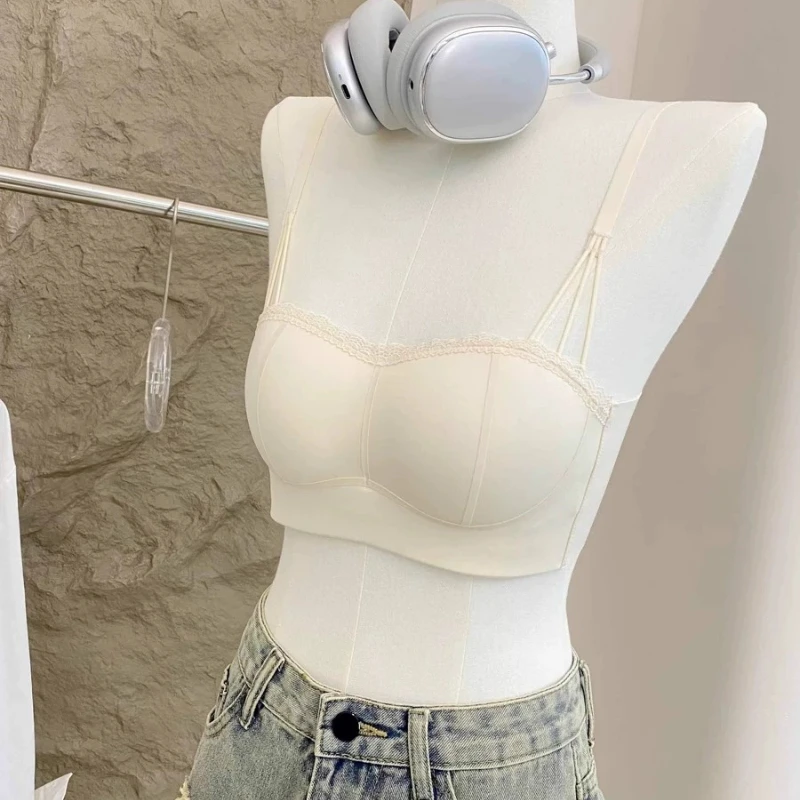 Women Japanese Style Palm Half Cup Bandeau Lingerie 32-38 AB Thin Seamless Wireless Bra, Push Up Anti Slip Design for Small Bust