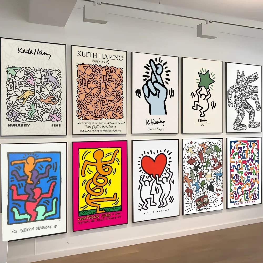 Keith-Haring-Works-Colorful-Print Classic Vintage Posters Vintage Room Home Bar Cafe Decor Nordic Home Decor