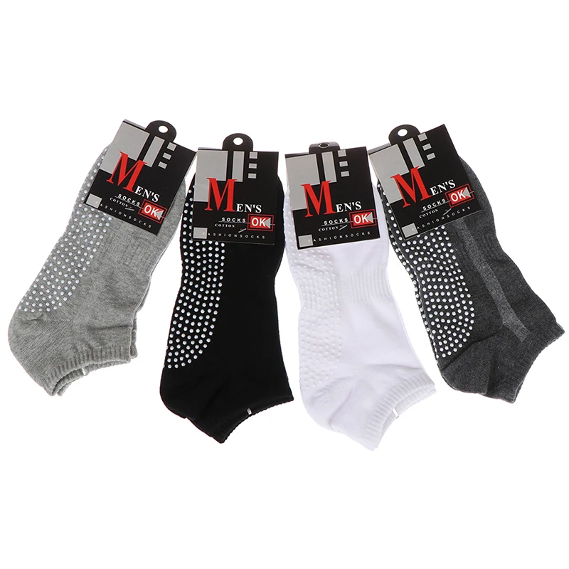 1 Pair Men\'s Cotton Non-slip Yoga Socks With Grips Breathable Anti Skid Floor Socks For Pilates Gym Fitness Size 39-44 Dropship