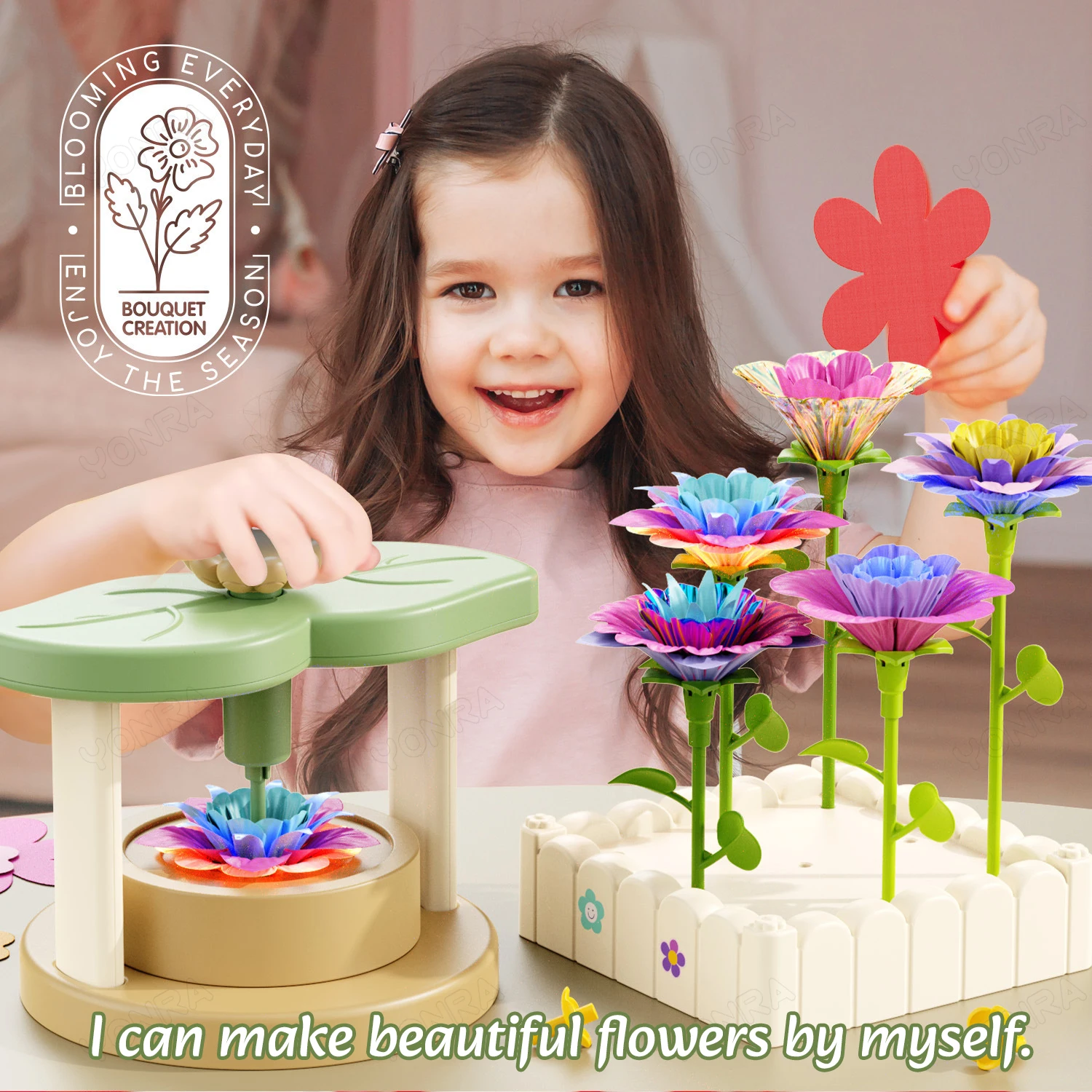 Fabric Flower Bouquets Toys DIY Craft Kits Toys for Kids Handmade Flowers Market Toy Girls Christmas Birthday Gift