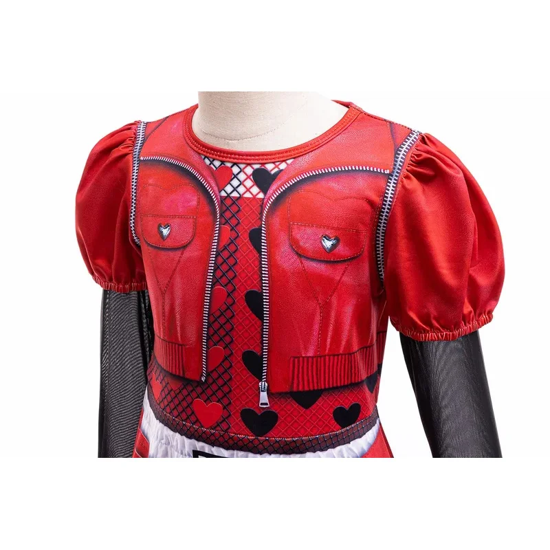 الفتيات بريدجيت تأثيري حلي صعود الأحمر زي D-الانسدادات 4 أطفال تمويه فستان أحمر حفلة الهالوين ملابس للحفلات الباروكات