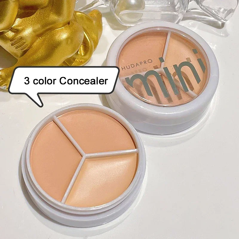 3 Color Concealer Palette Cream Texture Covers Acne Marks Dark Circles Multifunction Face Makeup Lasting Brighten Face Cosmetics