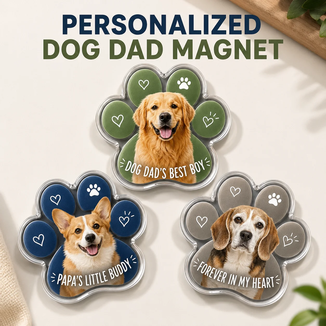 Custom Paw‑Shaped Dog Fridge Magnet Cute Printed Pet Photo Text Refrigerator Decor Stiker Keepsake For Dog Lovers Owner Presents