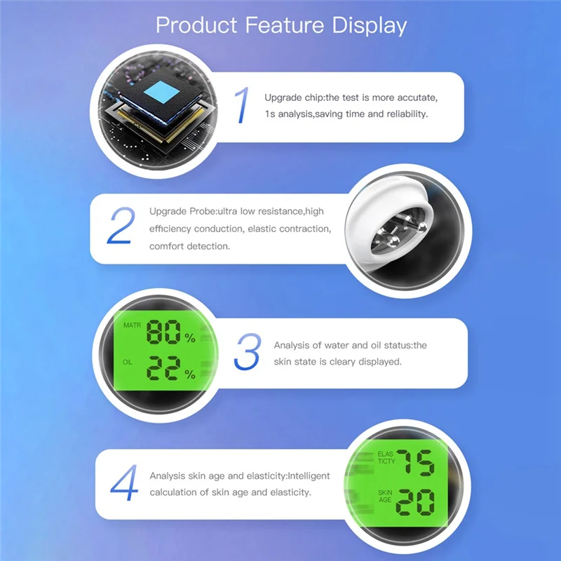 AA20-testeur d'humidité de la peau détecteur d'agent Fluorescent affichage LCD compteur d'humidité de la peau du visage