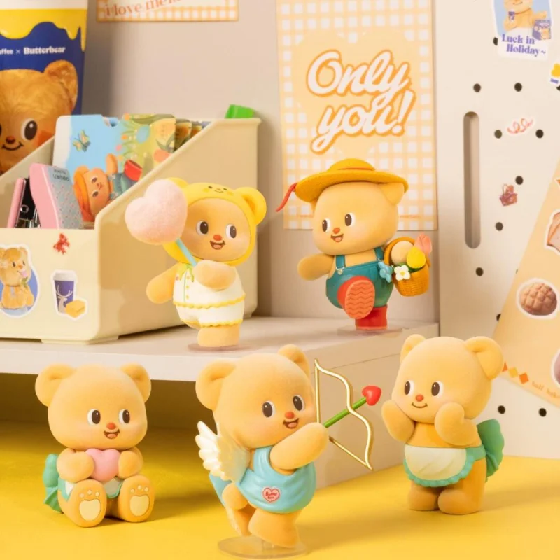 

Butterbear Sweet Life Series Blind Box Doll Toys Action Figure Butterbear Flocking Figurines Model Doll Toys Desktop Gifts Girls
