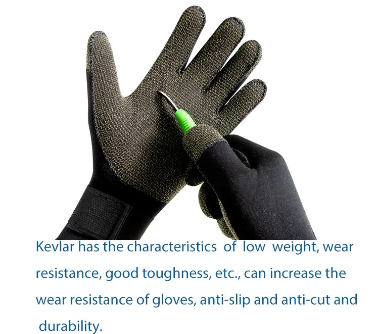 3mm verdicken Kevlar Tauchen Handschuhe kratzfest Fisch Jagd warme Handschuhe Deep Dive Unterwasser Speerfischen Skifahren Handschuhe – Detail 11