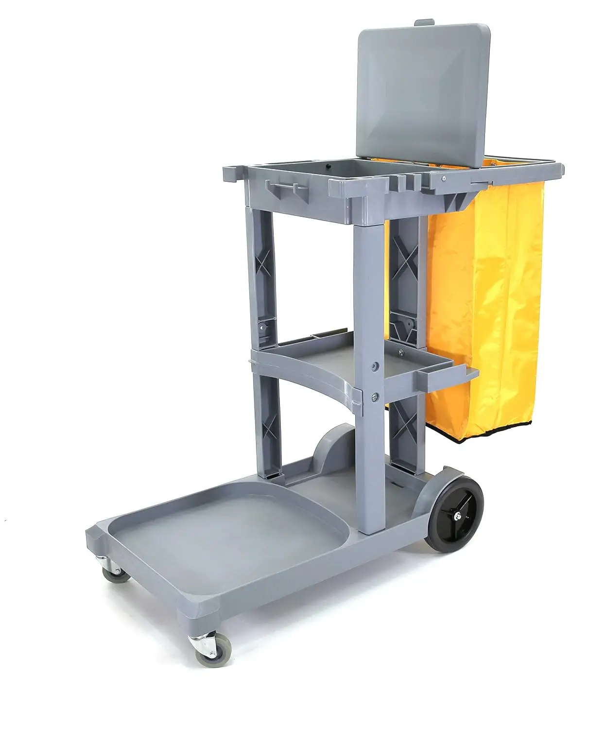 Commercial Janitorial Cart,3 Shelves | 25 Gallon Vinyl Bag | Adjustable Shelf,500 LBS Capacity, Customized