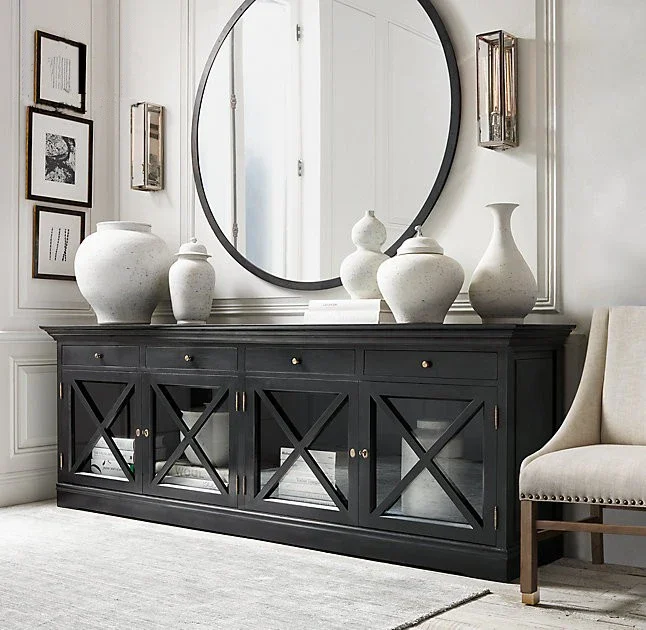 

ls 42High-end custom retro old oak villa furniture TV cabinet living room storage audition dining side cabinet