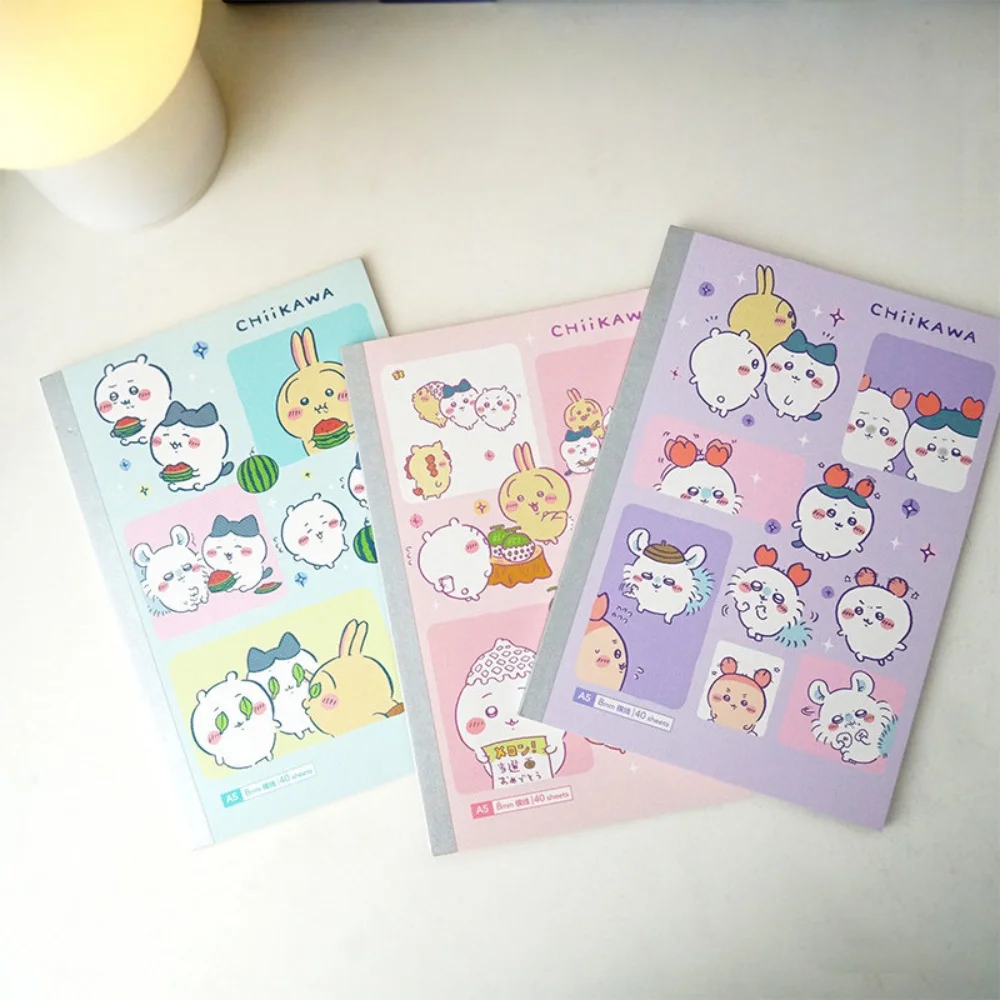 Genuine Chiikawa A5 Glue Bound Notebook Usagi Hachiware Kawaii Writing Book 40 Sheets for School Office Desk Notes Gifts