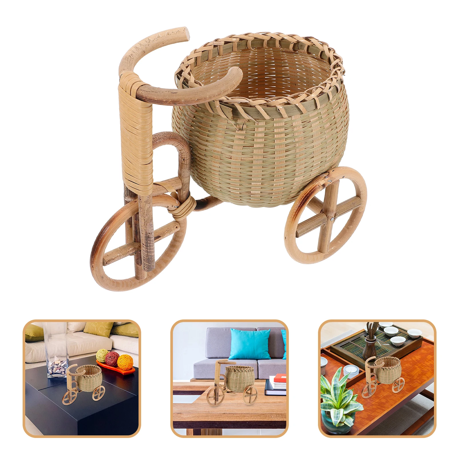 

Bamboo Fruit Basket Candy Storage Cute Decorative Baskets with Handles Wood Serving Woven Flower Small