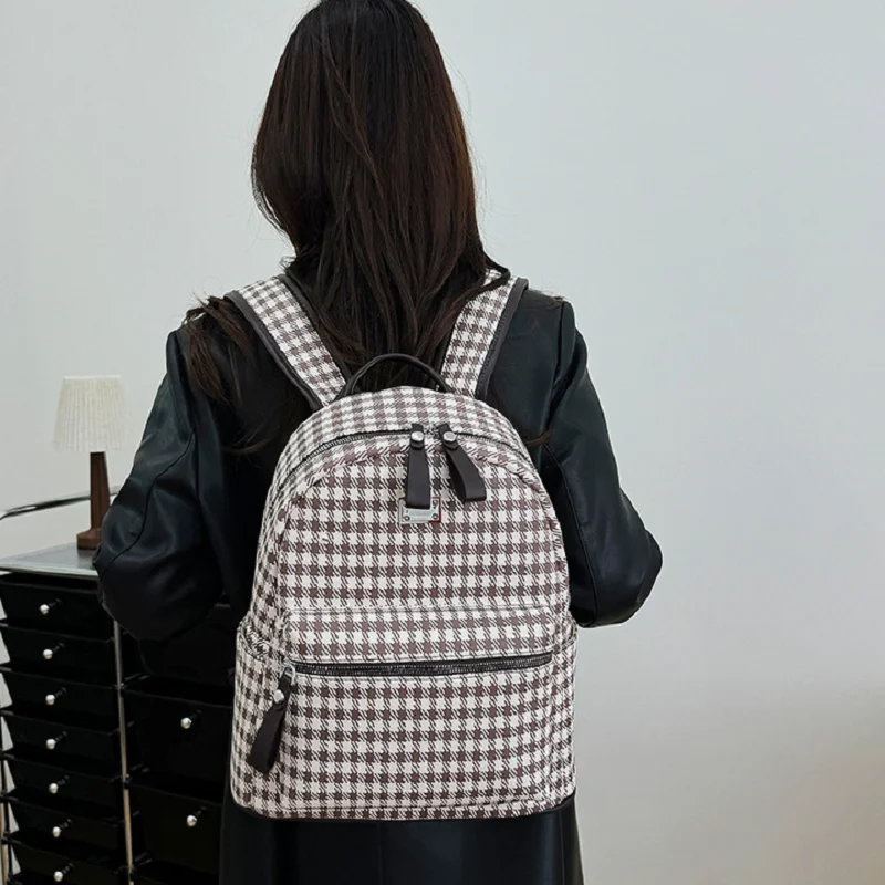 New Korean Fashion High Quality Leather Travel Backpacks Women's Large Capacity Double Zipper Shoulder Bags Totes School Bag