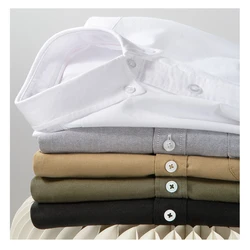 Spring and Autumn new style pure cotton oxford pocket long-sleeved men's shirt Japanese solid color fashion trend men's clothing