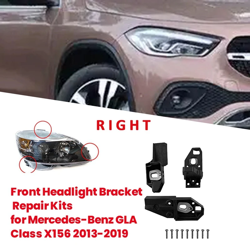 Front Headlight Bracket Repair Kits 1568200100 1568200200 For Mercedes-Benz GLA Class X156 2013-2019 Headlamp RS Bracket