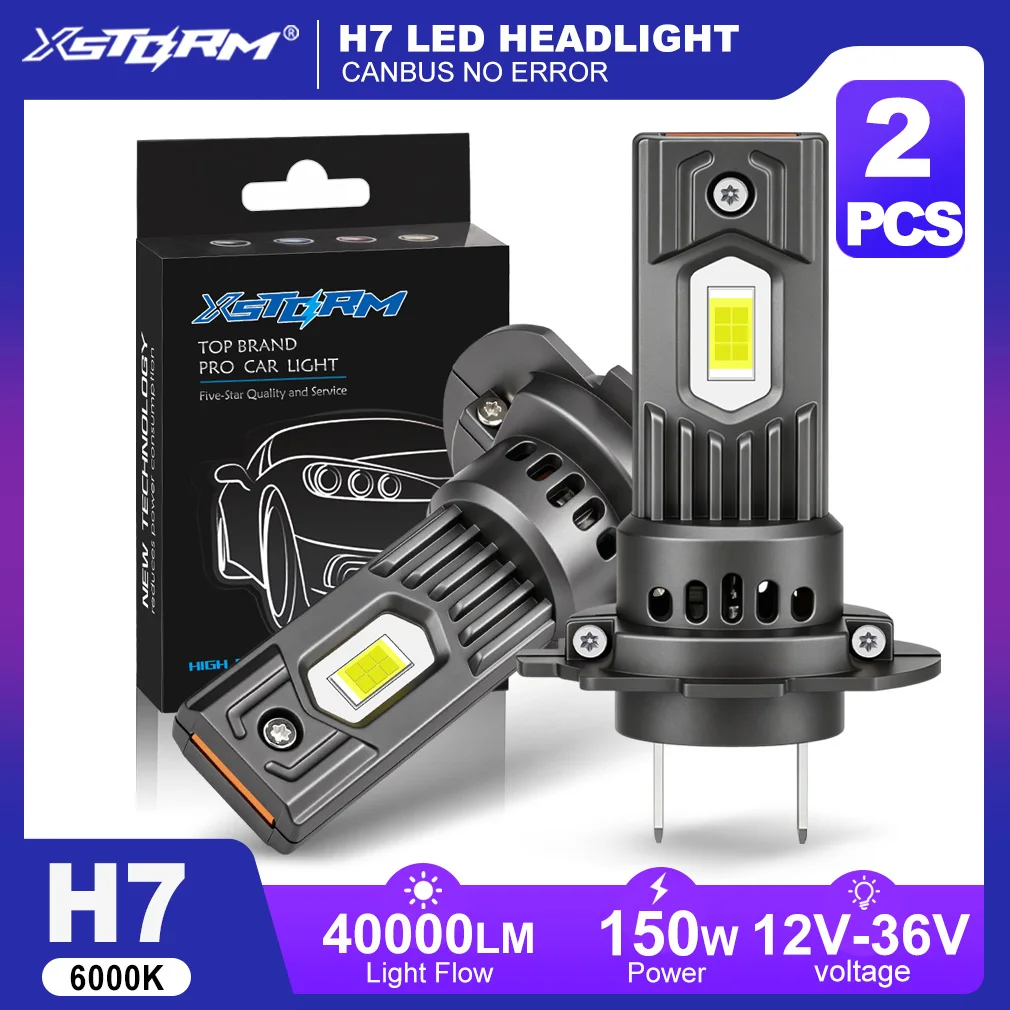 Lâmpadas LED XSTORM H7 40000LM 150W H4 Farol LED 6000K Luz Automotiva Canbus Tamanho 1:1 Sem Fio para Carros Farol Dianteiro Branco Sem Erros