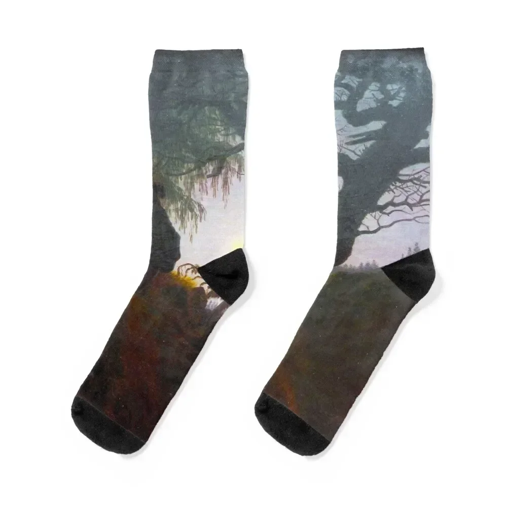 

HD CASPAR DAVID FRIEDRICH - Man and Woman contemplating the moon 1824 Socks FASHION aesthetic Luxury Woman Socks Men's