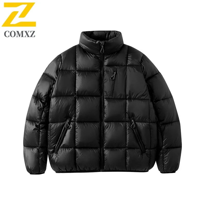 COMXZ 2025 メンズウィンターパファージャケット高品質アウトドア登山用暖かいコートレジャーアウトドアスポーツ軽量ウィンドブレーカー