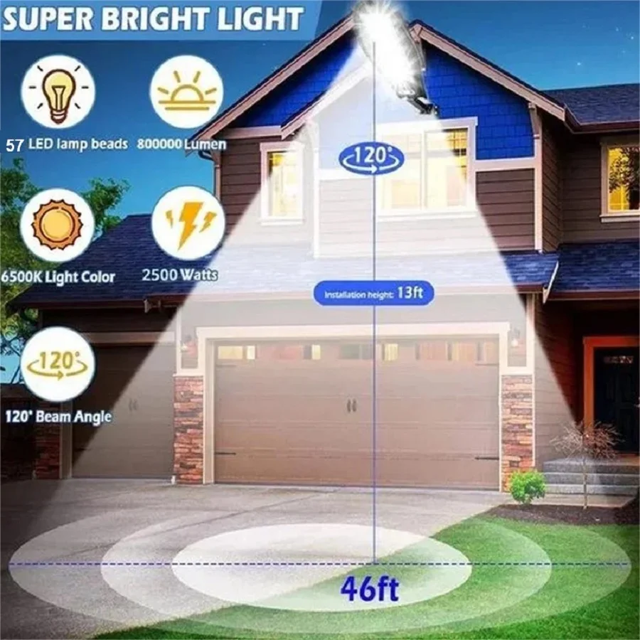6000000LM Most Powerful Outdoor Solar LED Light 200² Solar Wall Lamp Waterproof Security Lighting For Garden 3 Mode Street Lamp