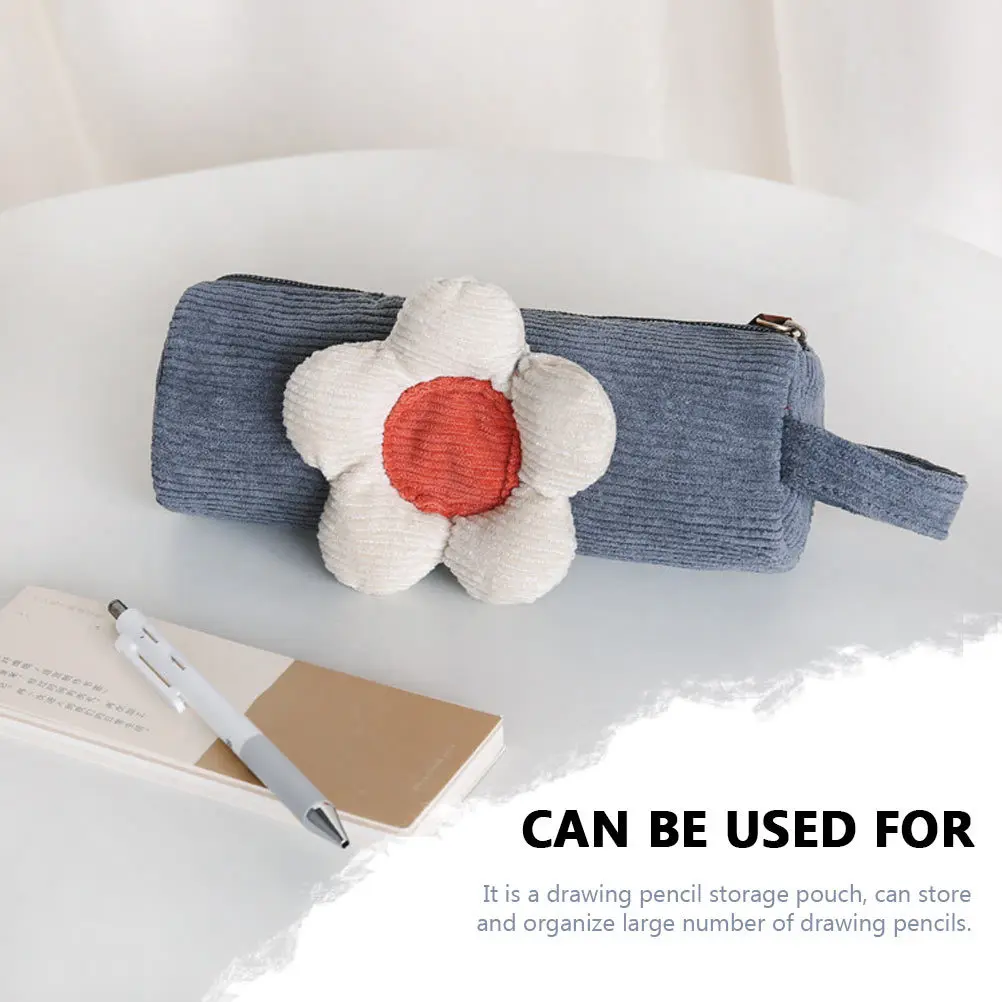 1Pcs Daisies Pencil Case Exquisite Craftsmanship Colorfast Smooth Zipper Fabric Portable Pencils Pouch