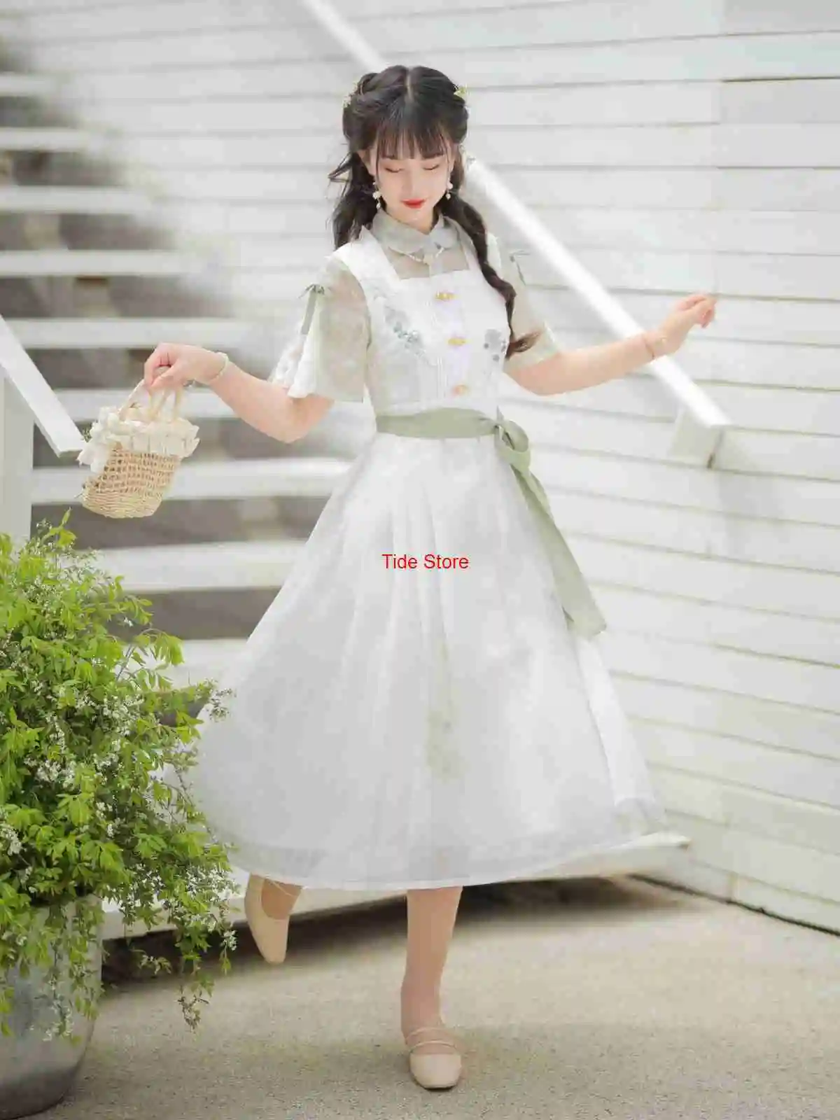 

Qing Ti Ci Hanfu Women New Chinese Style Improved Daily Han Element Shirt Dress Ancient Style Summer Lolita Dresses