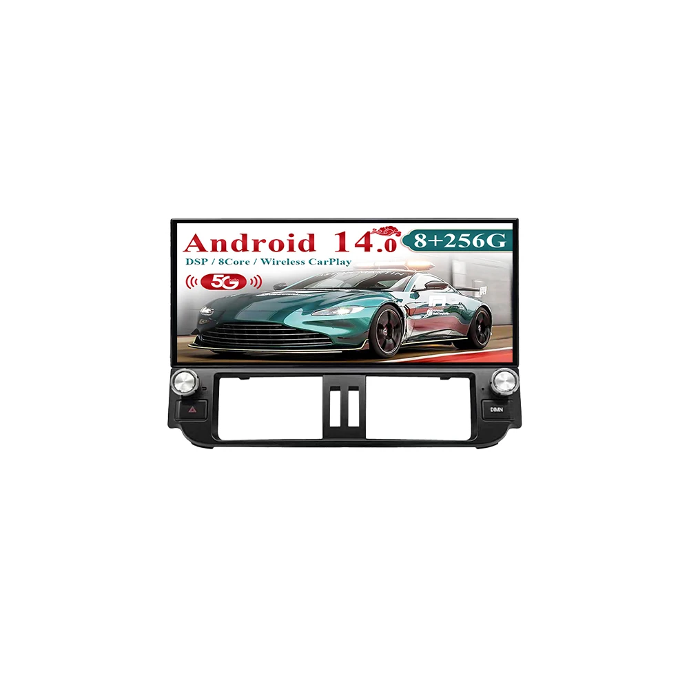

12,3-дюймовый для Toyota Prado 2010-2013, автомобильный авто carplay, Android 14.0, радио, мультимедийный плеер, GPS-навигация, сенсорный экран, головное устройство