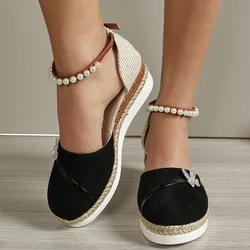 New Women'S Sandals Summer 2024 Women'S Wedge Casual Sandals Butterfly Pearl Fashion Casual Shoes Sandals Women Dressy Summer