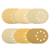 60Pcs Sanding Discs Set 5 Inch 8 Holes Hook and Loop Gold Sandpaper 125mm,40 to 400 Grits for Random Orbit Sander Woodworking