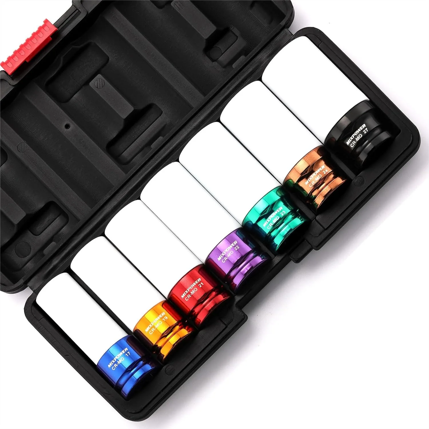

7pcs 1/2" Drive Thin Wall Impact Socket Set with Plastic Sleeve for Wheel Protection, Metric 17-27mm