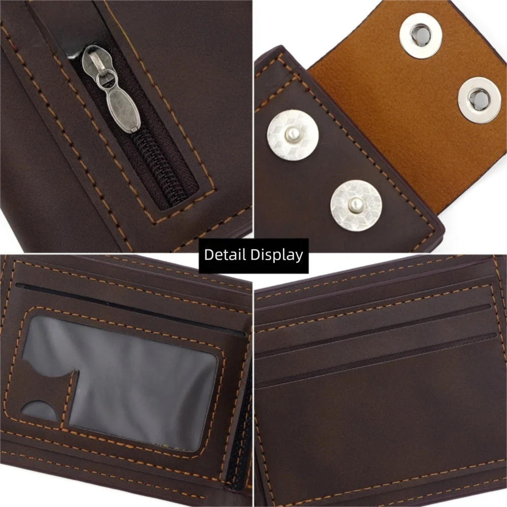 Cartera de cuero PU de alta calidad para hombre, múltiples ranuras para tarjetas, tarjetero corto, cartera informal portátil Zero