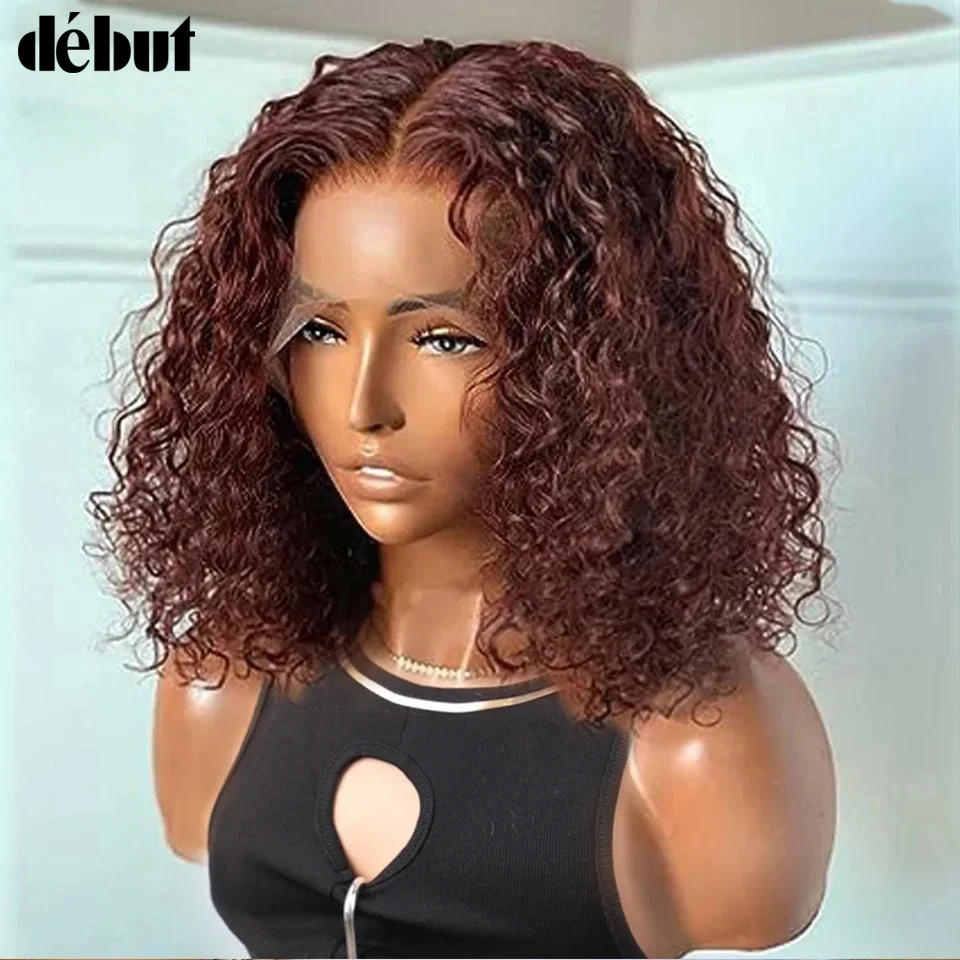 

13*6*1 33A T Part Deep Wave Bob Wigs Peruvian Deep Curly Bob Wig Lace Front Human Hair Pre Plucked Transparent Lace Front Wig