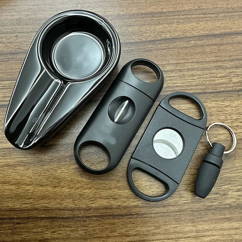 Cuba Cigar Cutter 4 Cigar Set Pocket Classic Ashtray V-Cut Sharp Cigar Scissors Guillotine Punch Knife Cigar Accessories Tool