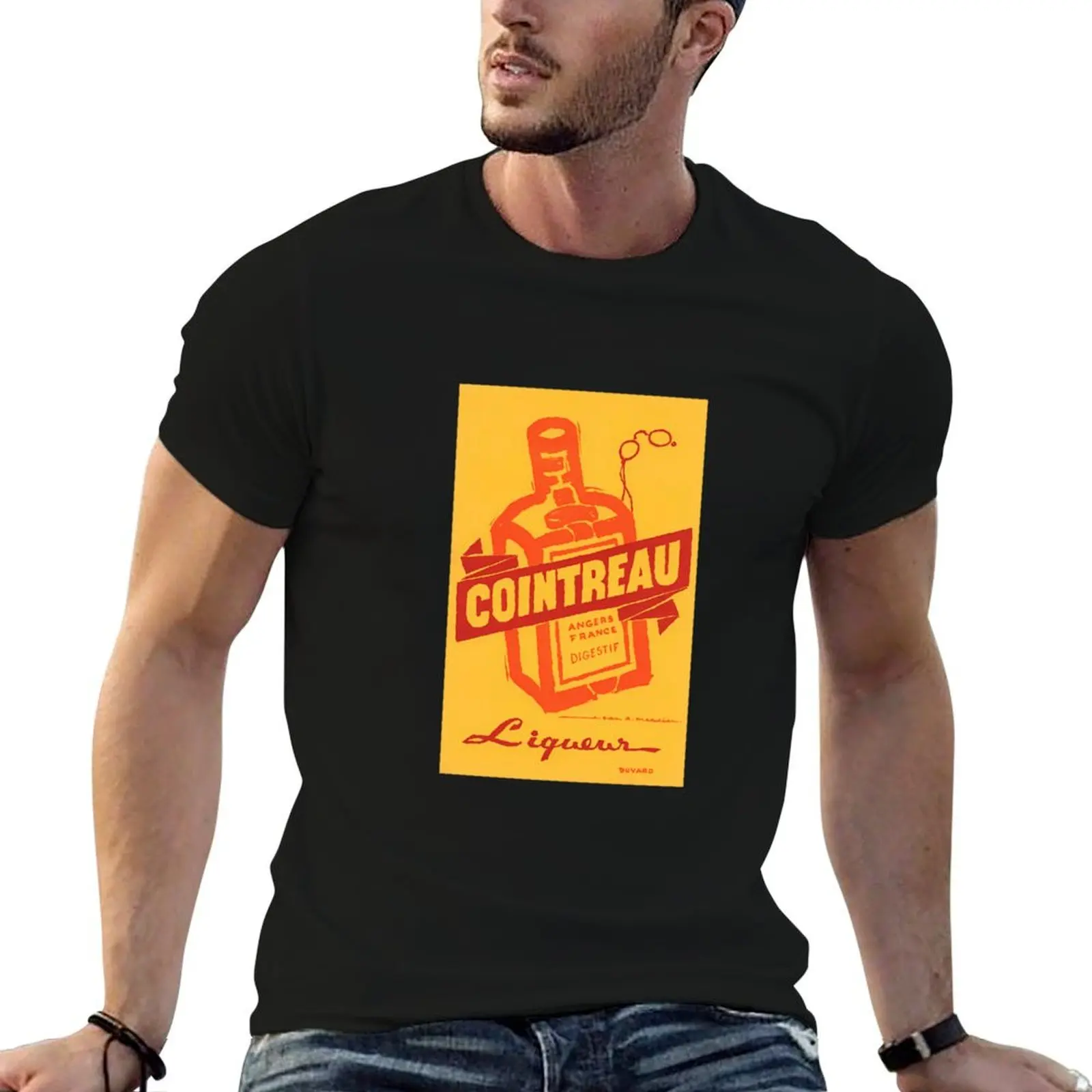 Camiseta Cointreau Yellow Liqueur, camisetas para hombre, camisetas gráficas, camiseta de verano para hombre, camiseta de algodón de alta calidad