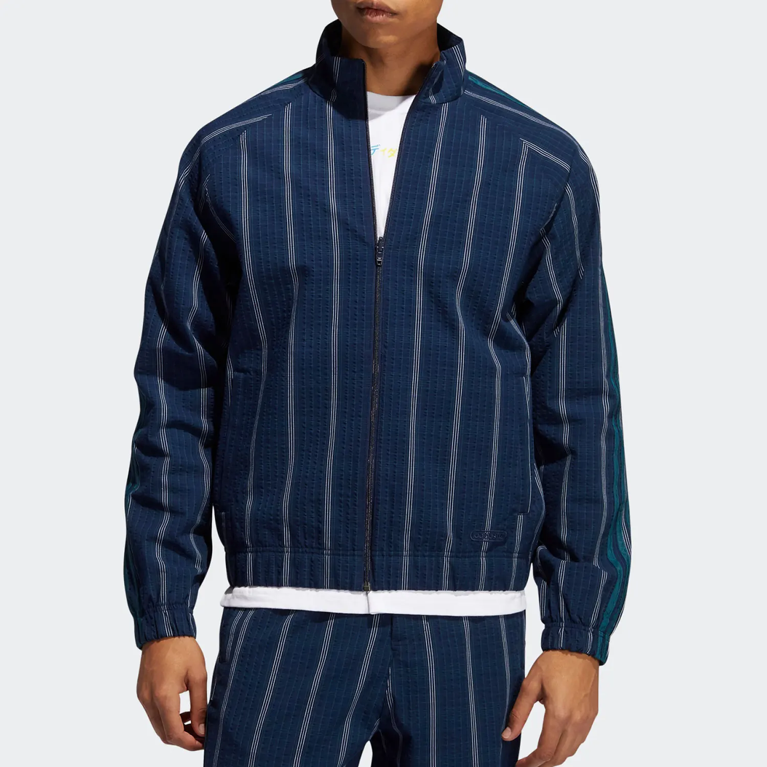 

Adidas genuine clover men's striped stand up collar sports jacket GN3794